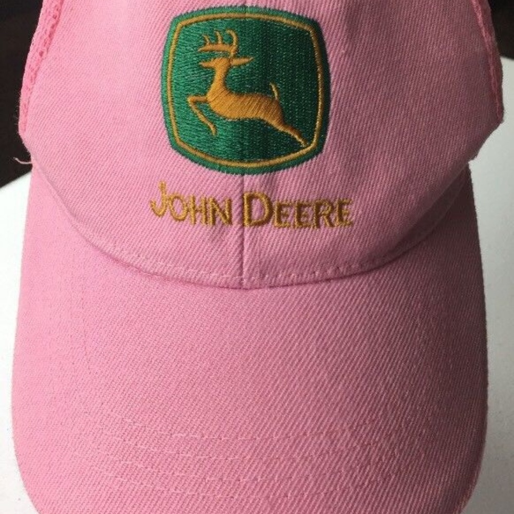 Pink John Deere Twill Cap Green Logos Hat